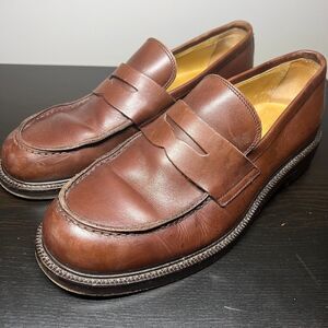J.Crew Men's Camden Leather Penny Loafers Brown Size 10.5 M Made in Italy